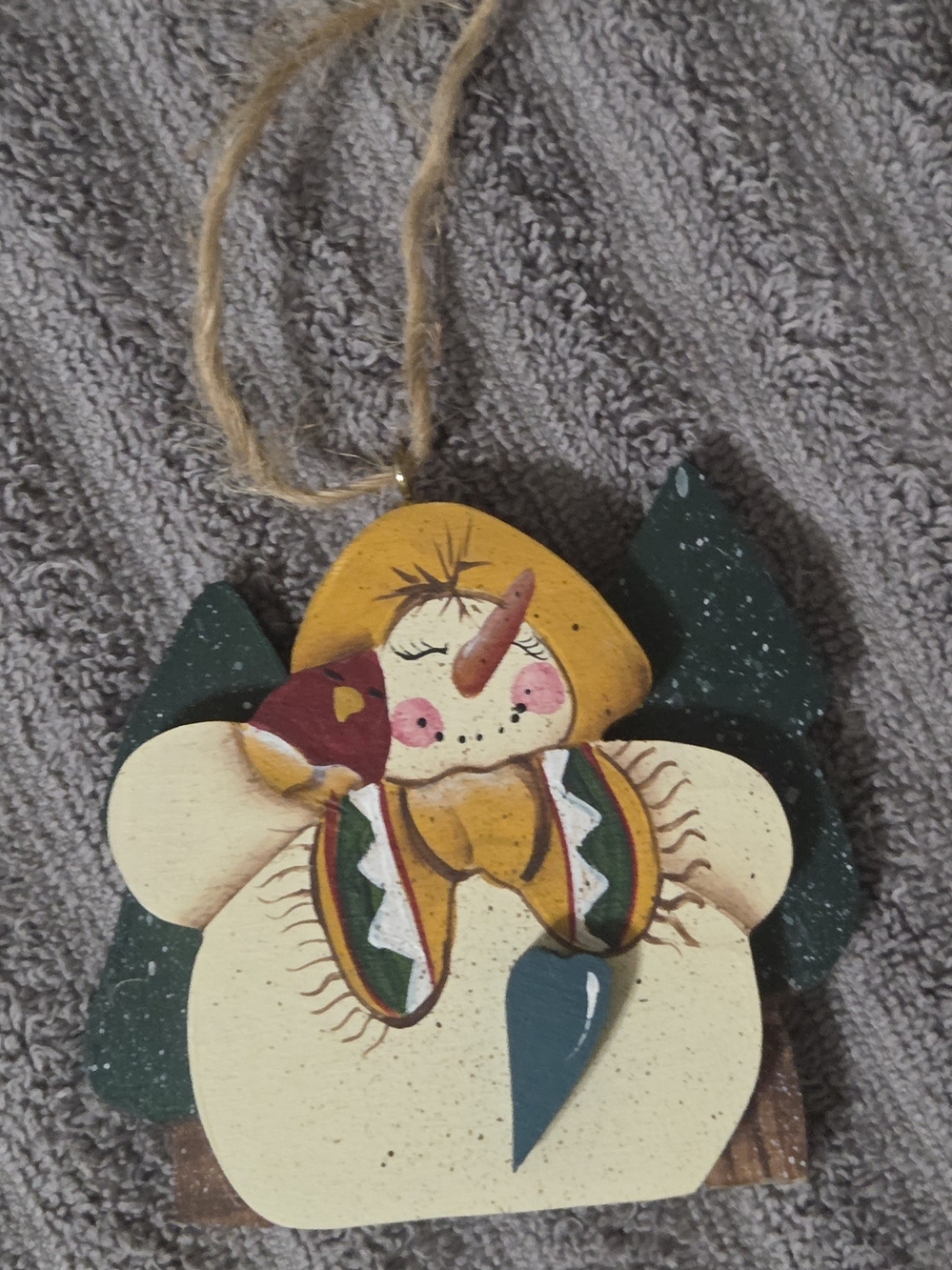 Vintage Handpainted Snowman Holiday Ornament